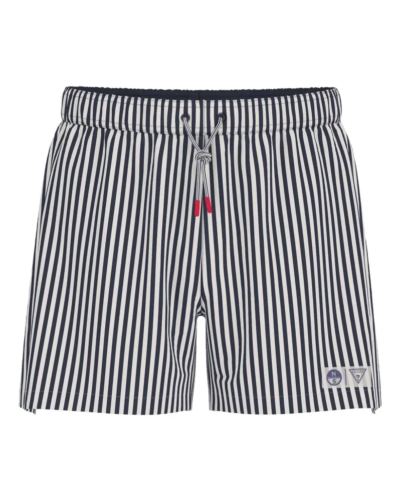 Guess vertical-stripe drawstring swim shorts - Blau Blau
