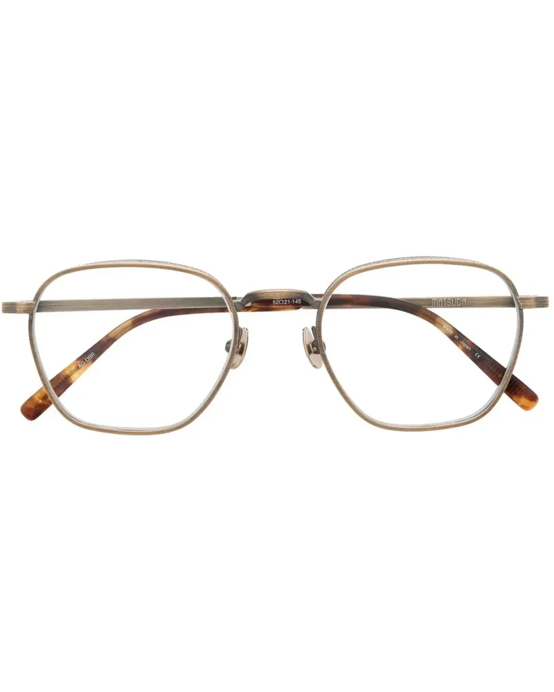 MATSUDA Eckige Brille mit Logo-Gravur - Gold Gold