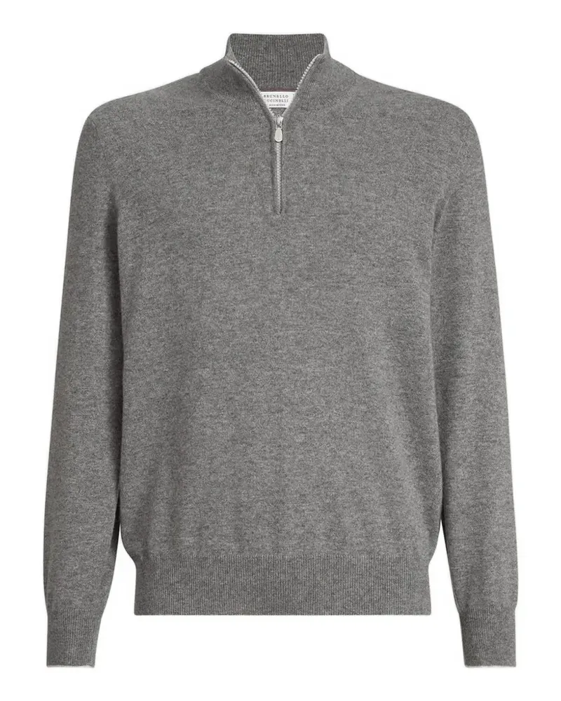 Brunello Cucinelli Kaschmirpullover mit Reißverschluss - Grau Grau