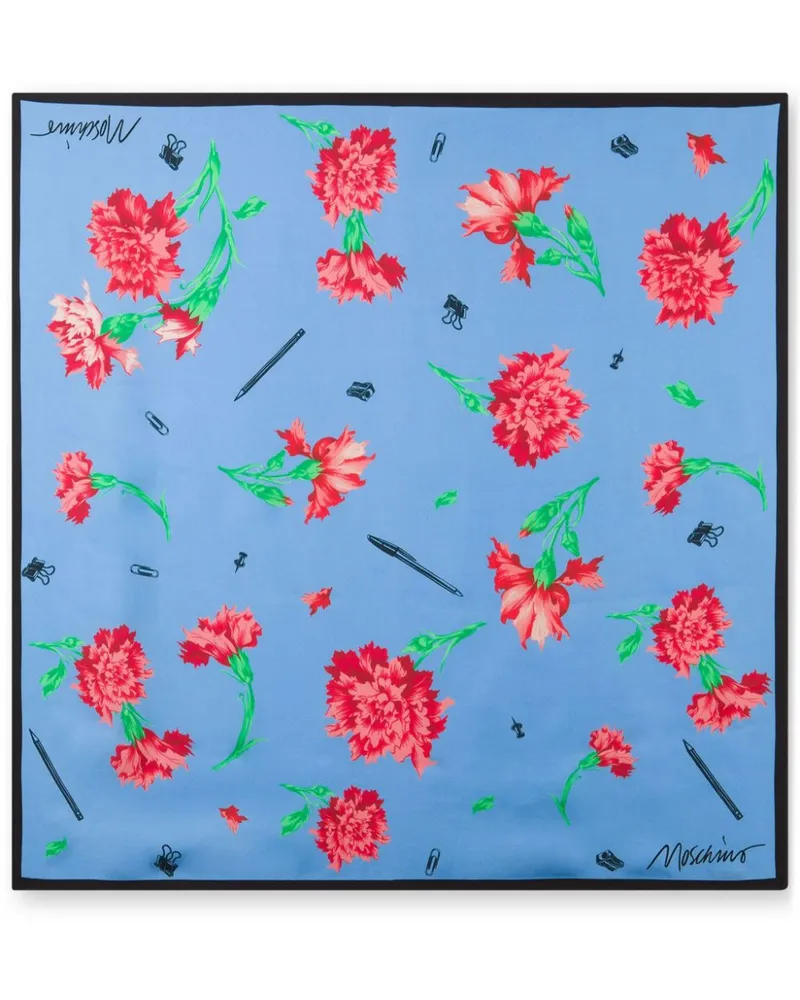 Moschino Schal mit Blumen-Print - Blau Blau