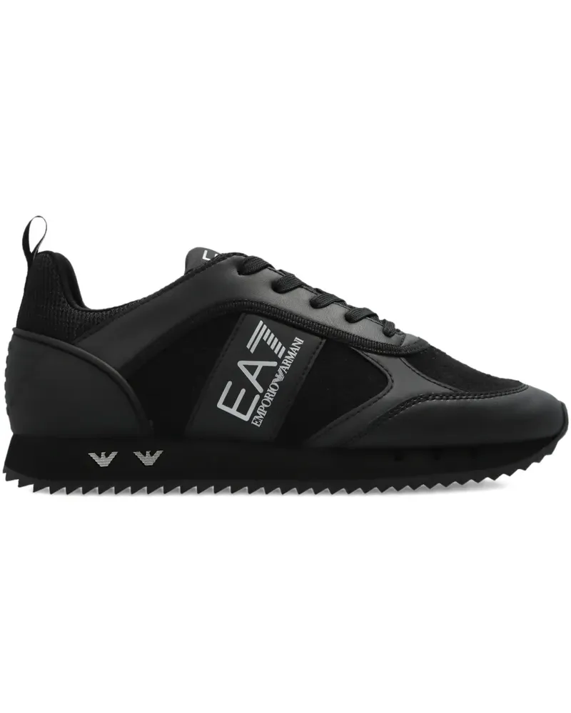EA7 logo-print lace-up trainers - Schwarz Schwarz