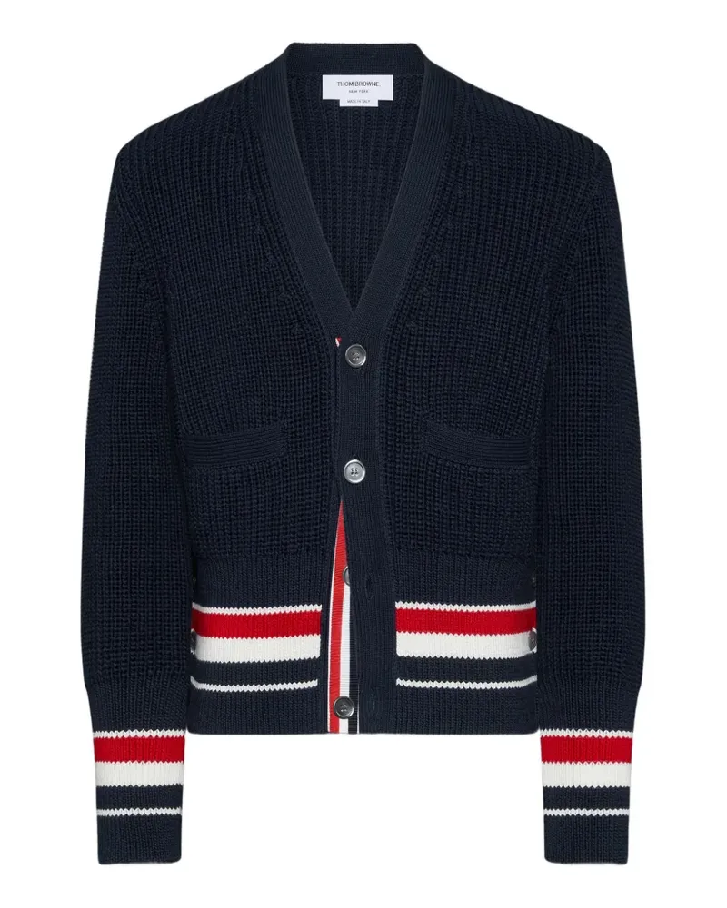 Thom Browne Gestreifter RWB Cardigan - Blau Blau