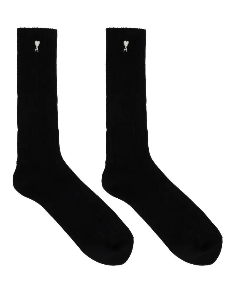 AMI Paris Gerippte Ami de Coeur Socken (3er-Set) - Schwarz Schwarz