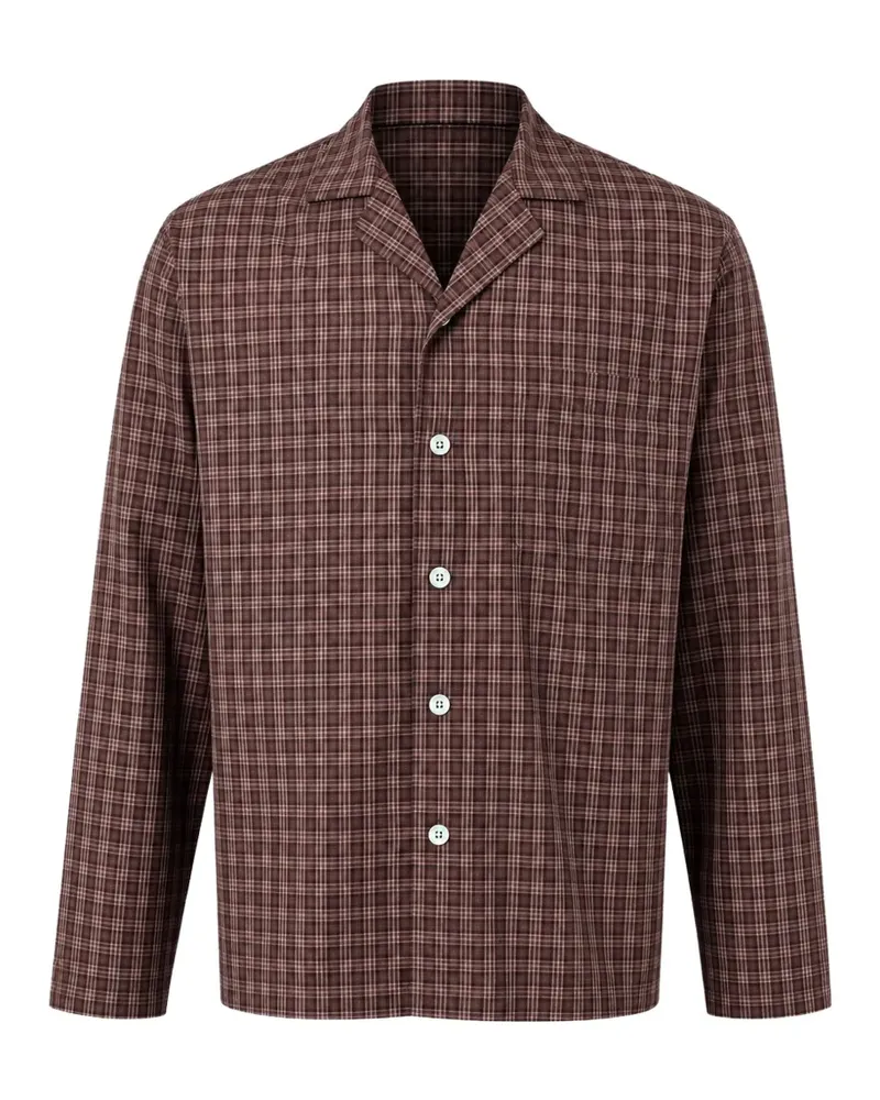 TEKLA Serra check pajamas shirt - Braun Braun