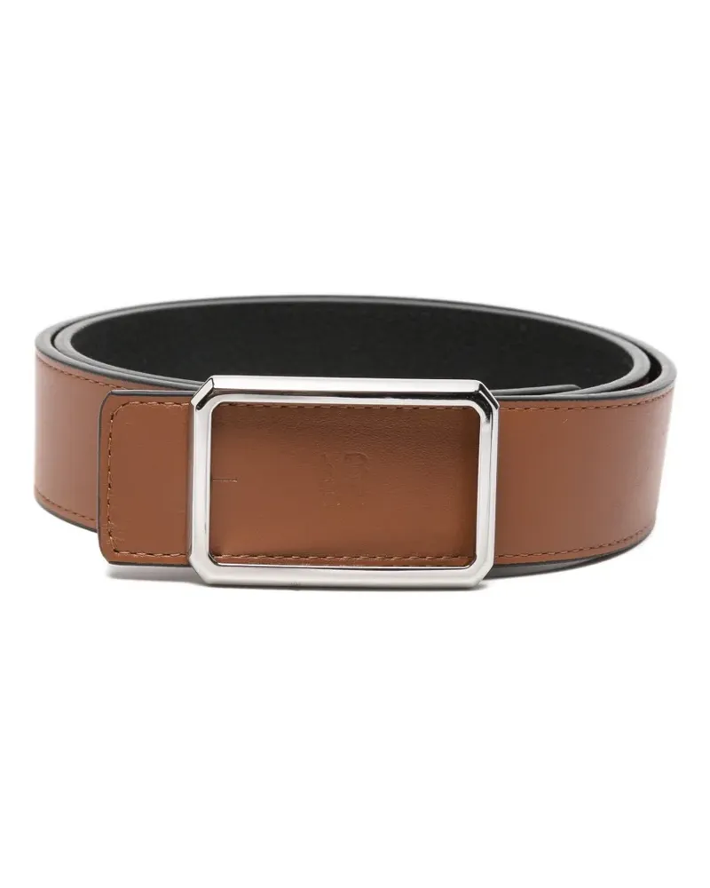 Maison Boinet logo-debossed rectangular-buckle belt - Braun Braun