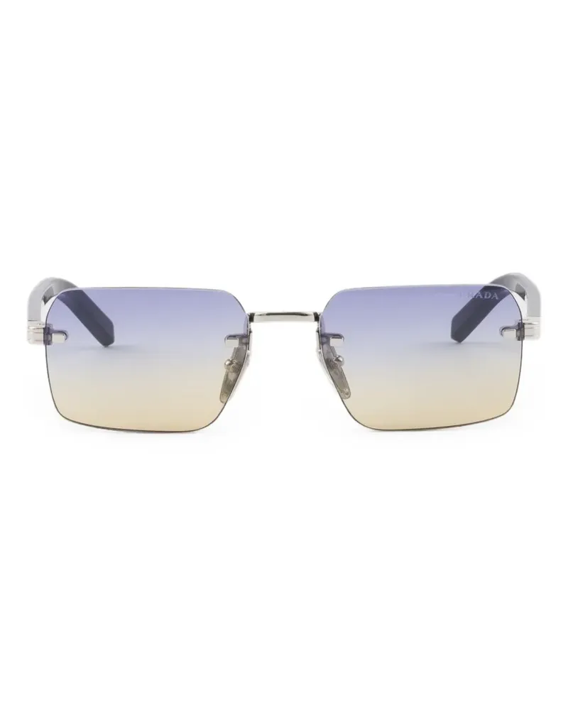 Prada Sonnenbrille mit ikonischem Metall-Schild - Silber Silber