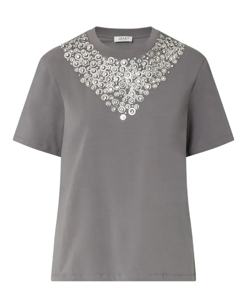 Liu Jo T-shirt with jewel embroidery - Grau Grau