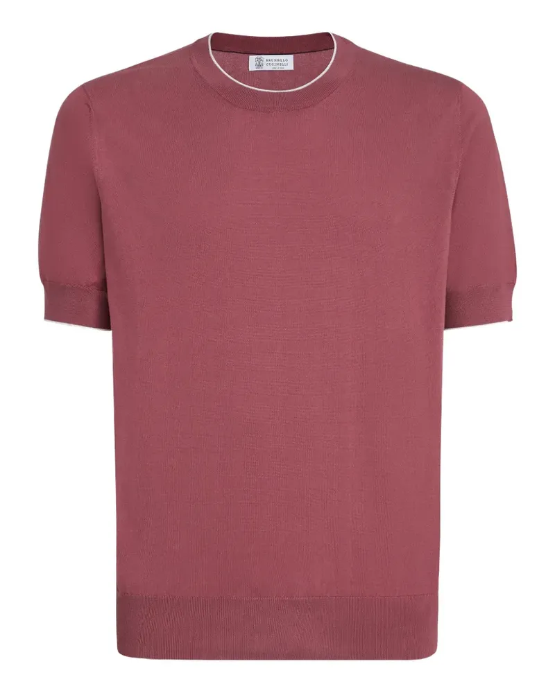Brunello Cucinelli Leichtes T-Shirt mit Kontrasteinsatz - Rot Rot