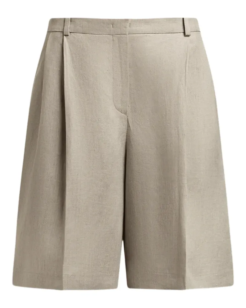 12 STOREEZ Leinen-Shorts mit Falten - Grau Grau