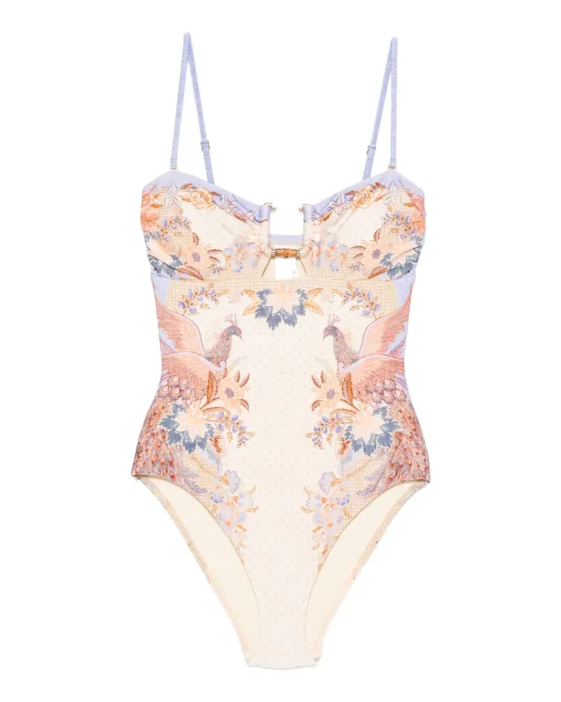 Zimmermann Indra bamboo-trim swimsuit - Nude Nude