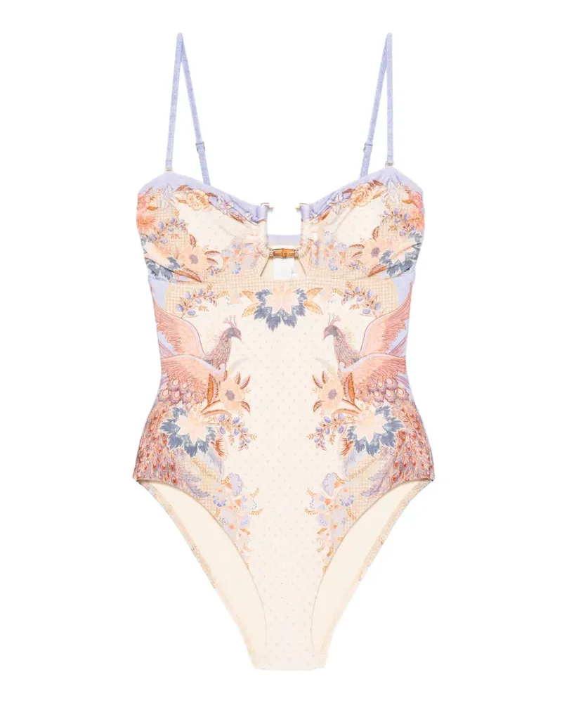Zimmermann Indra bamboo-trim swimsuit - Nude Nude