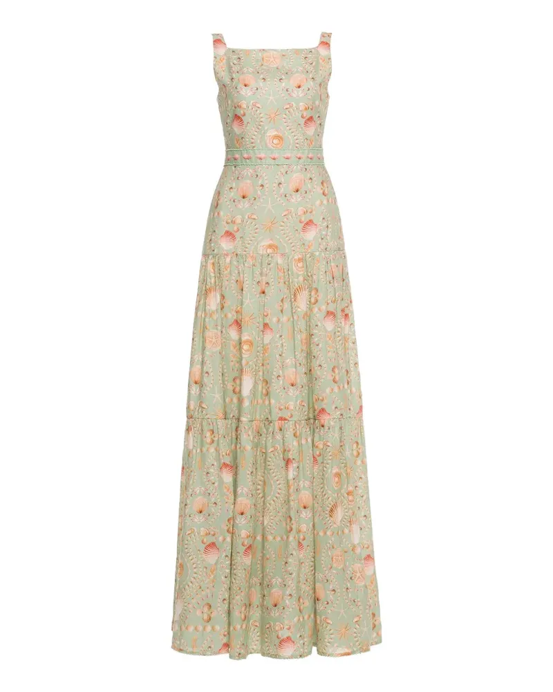 AGUA BENDITA Abeja Maxikleid mit Muschel-Print - Grün Grün