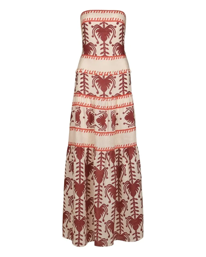 Johanna Ortiz Another Chance tiered printed dress - Nude Nude