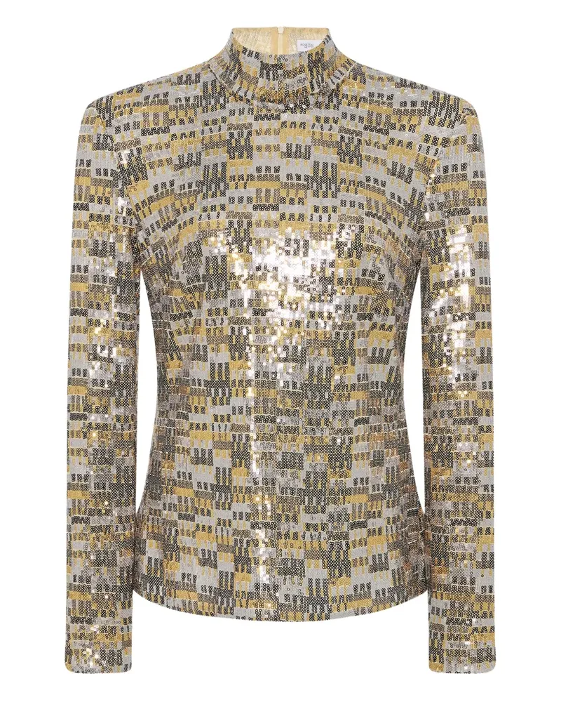 Rosetta Getty Rollkragenoberteil mit Pailletten - Gold Gold