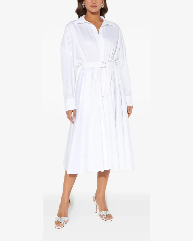 Norma Kamali belted-detail midi shirt dress - Weiß Weiß
