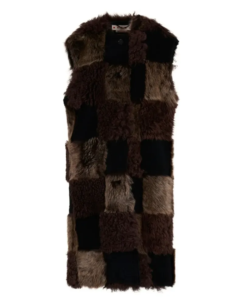 Marni Weste aus Faux Fur im Patchwork-Look - Braun Braun