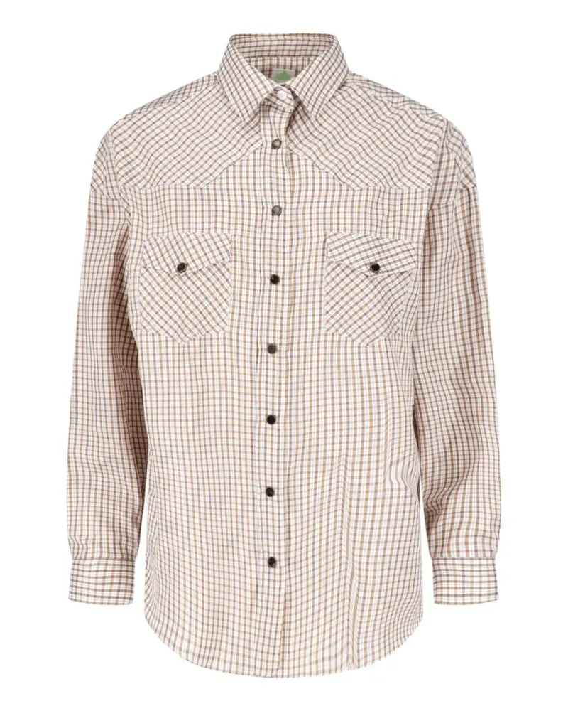 Finamore 1925 gingham-check shirt - Nude Nude