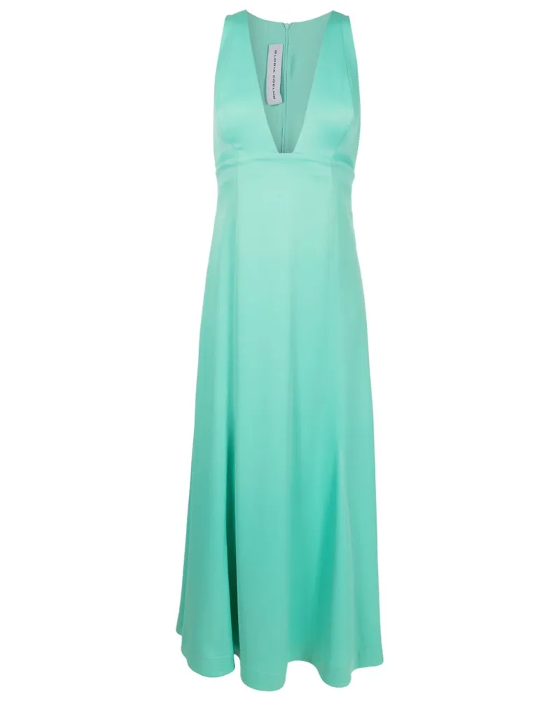 Gloria Coelho Midikleid mit tiefem V-Ausschnitt - Grün Grün
