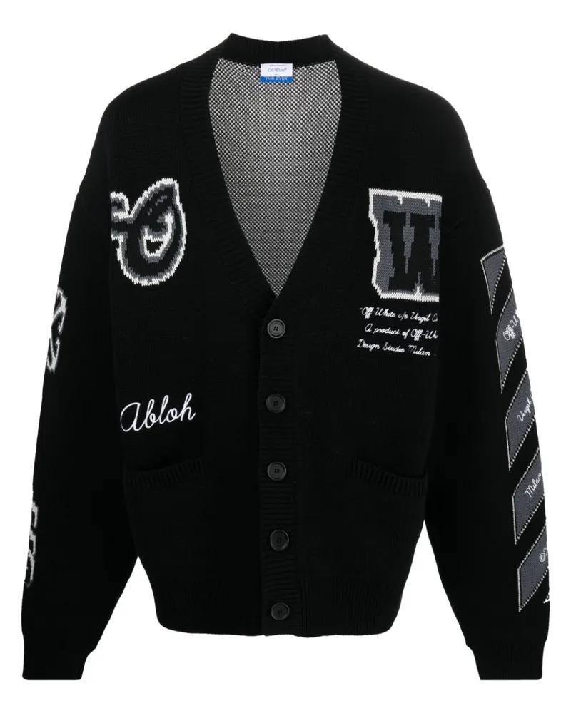 OFF-WHITE Gestrickter Intarsien-Cardigan - Schwarz Schwarz