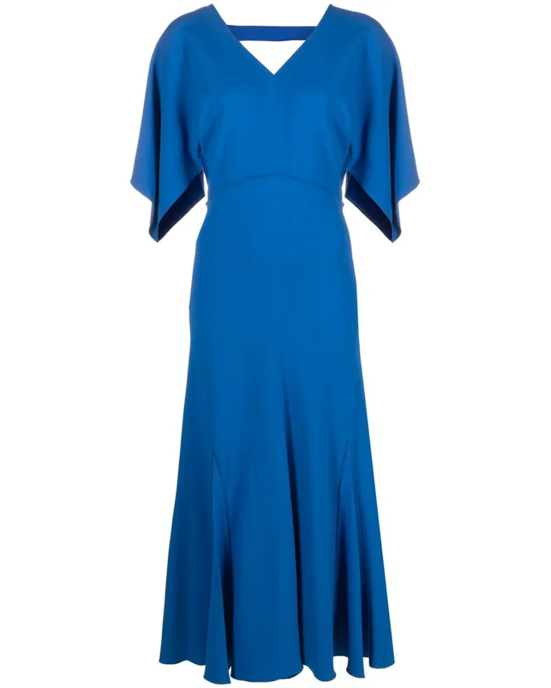 Victoria Beckham Midikleid mit drapierten Ärmeln - Blau Blau