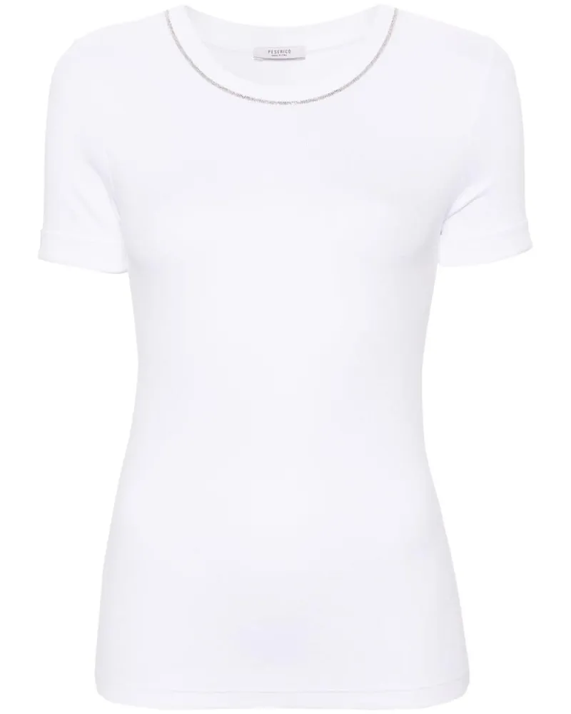 Peserico Fein geripptes T-Shirt Weiß