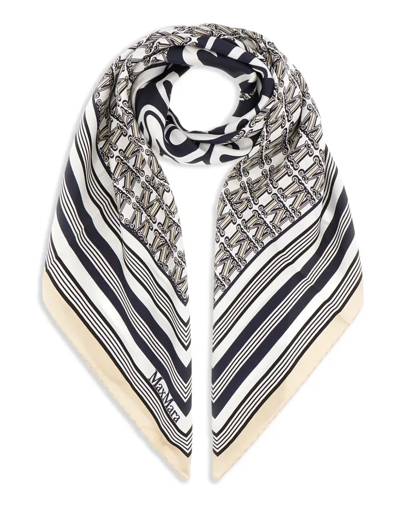 Max Mara Seidenschal mit Print - Blau Blau