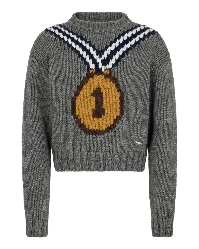 Dsquared2 Intarsien-Pullover mit Rundhalsausschnitt - Grau Grau