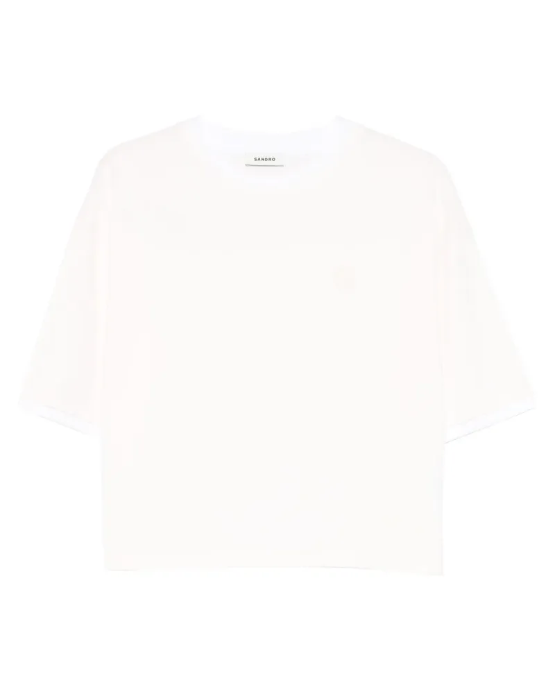 Sandro T-Shirt mit Logo-Stickerei - Rosa Rosa