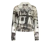 graphic-print transparent jacket - Weiß