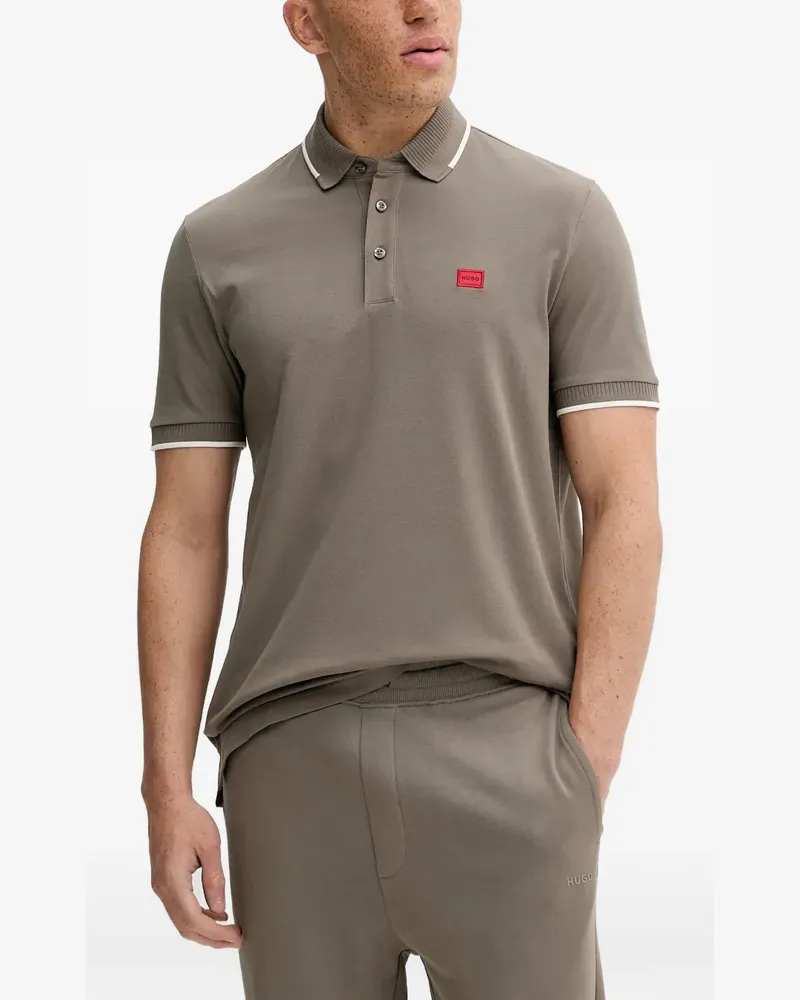 HUGO BOSS logo-patch collared polo shirt - Braun Braun