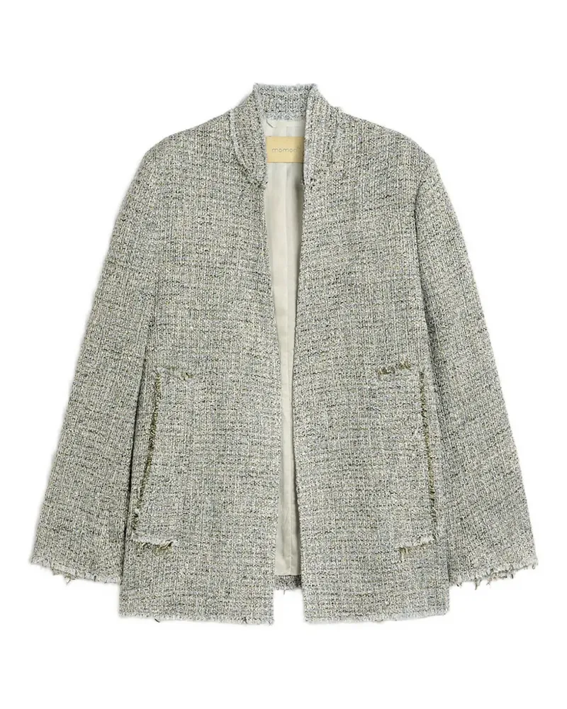 Momoni Ausgefranste Catalina Jacke ohne Kragen - Grau Grau