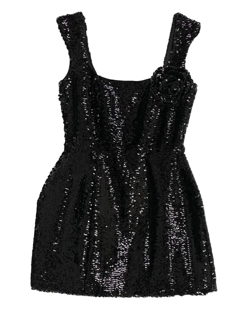 Giuseppe di Morabito Pailletten-Minikleid mit Rosenapplikation - Schwarz Schwarz