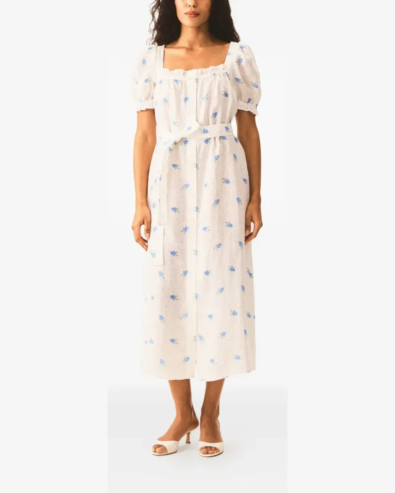 SLEEPER Leinenkleid mit eckigem Ausschnitt - Weiß Weiß