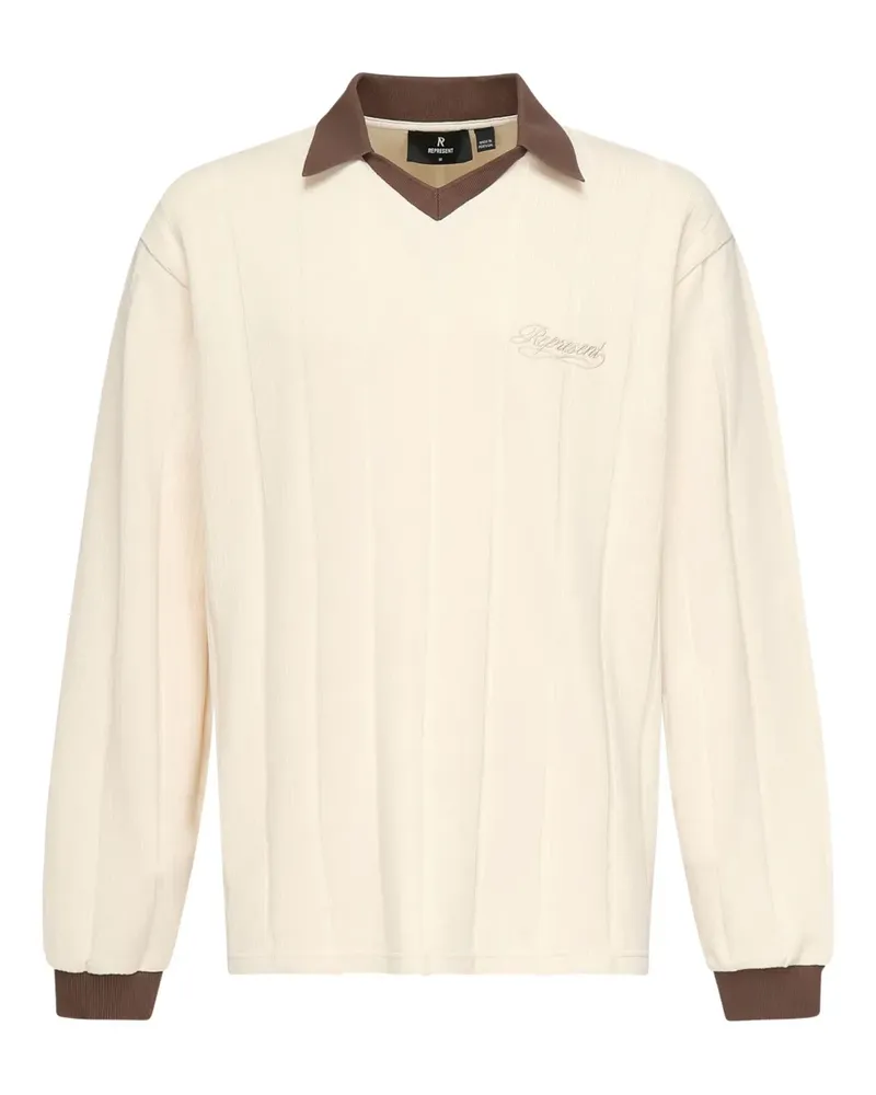 REPRESENT Geripptes Retro-Fußballshirt - Nude Nude
