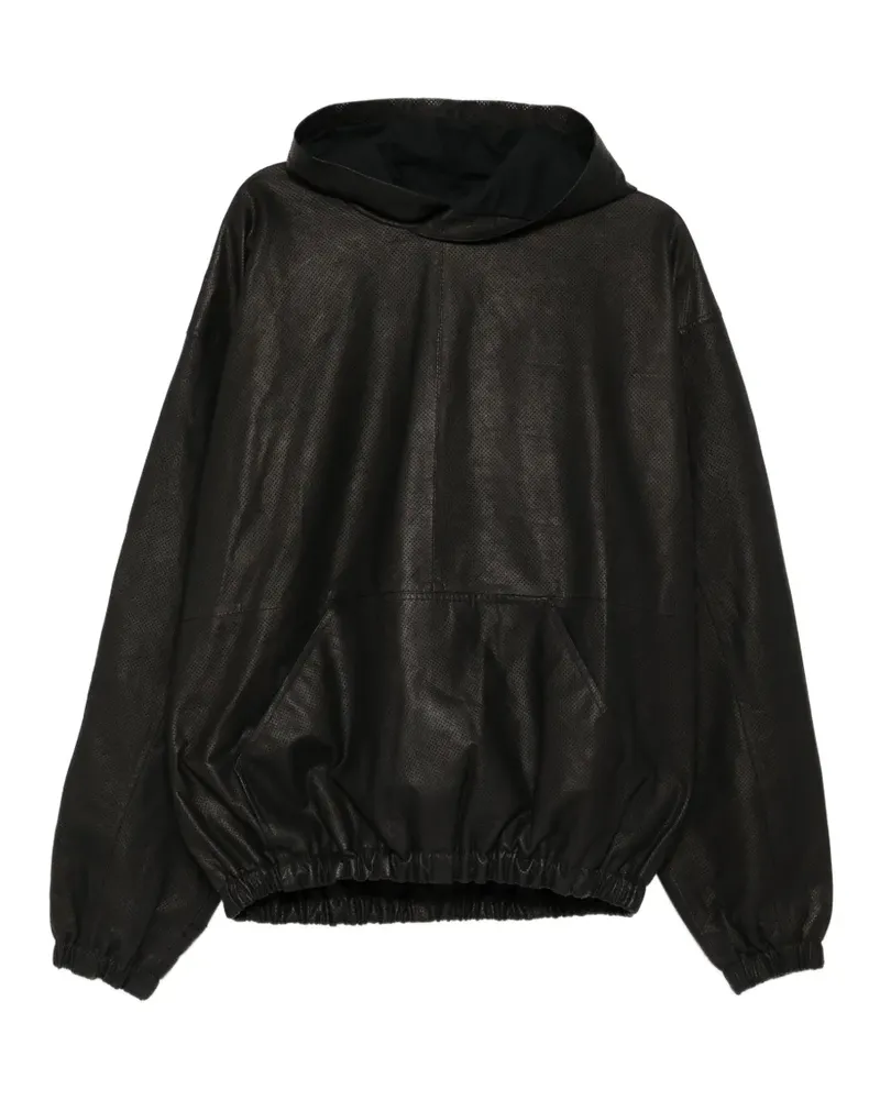 A Diciannoveventitre leather hoodie - Schwarz Schwarz