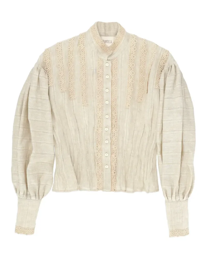 Fortela Arlette Bluse mit Spitzenstickerei - Nude Nude
