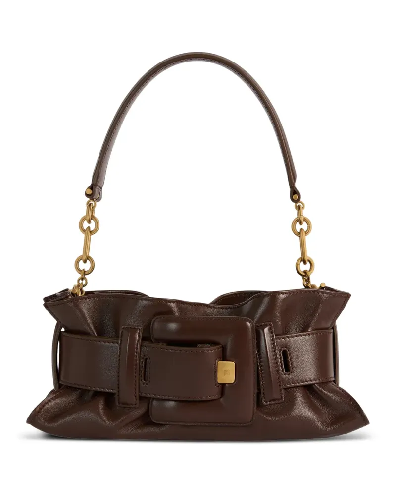 Balmain Anthem Mini-Tasche aus glattem Leder - Braun Braun
