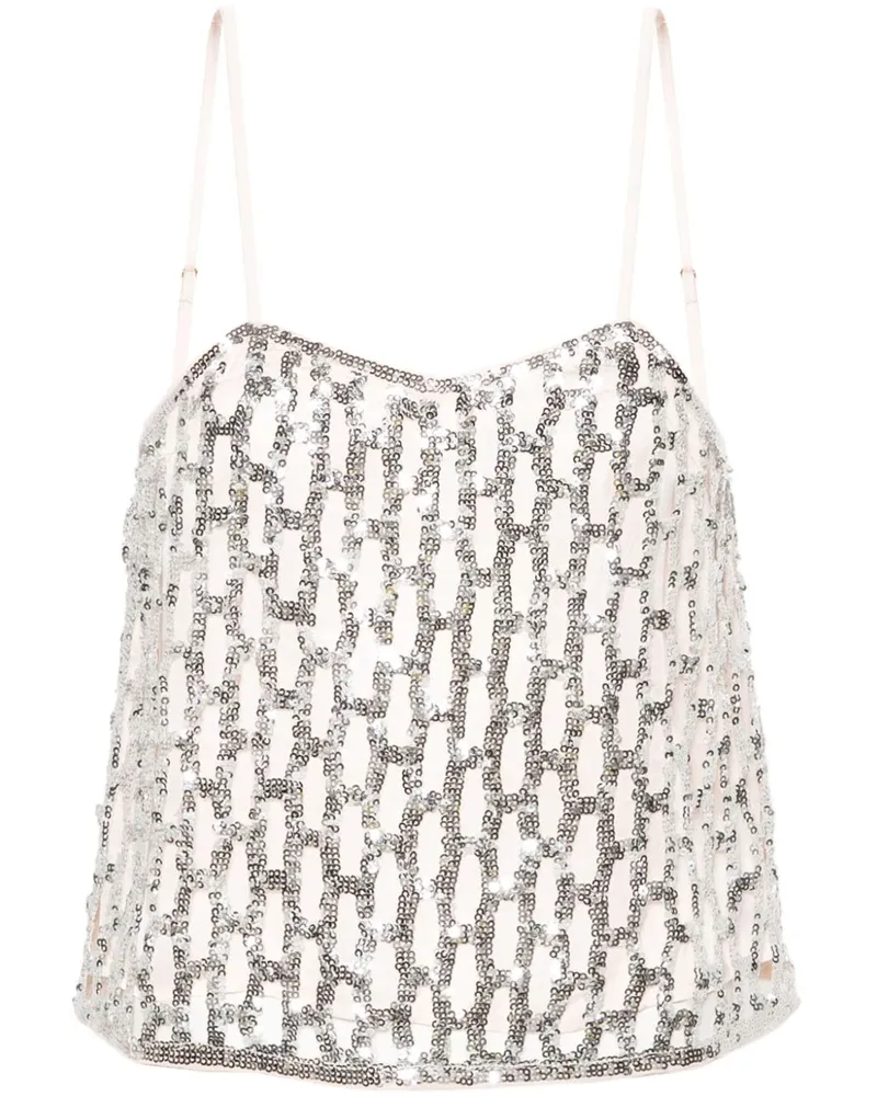 forte_forte Top mit Pailletten - Silber Silber