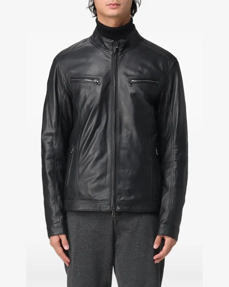 XC Rush Oxford-Lederjacke - Schwarz Schwarz