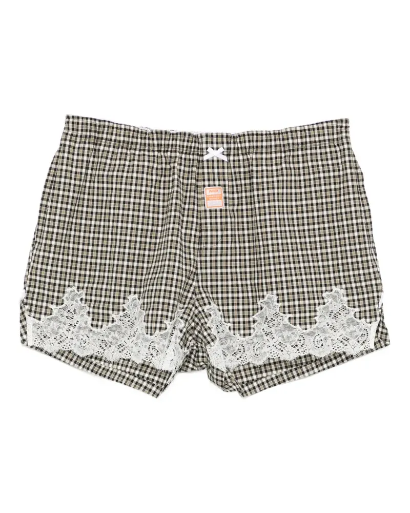 Martine Rose checked lace shorts - Schwarz Schwarz