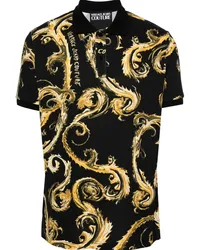 Versace Jeans Poloshirt mit Barocco-Print Schwarz