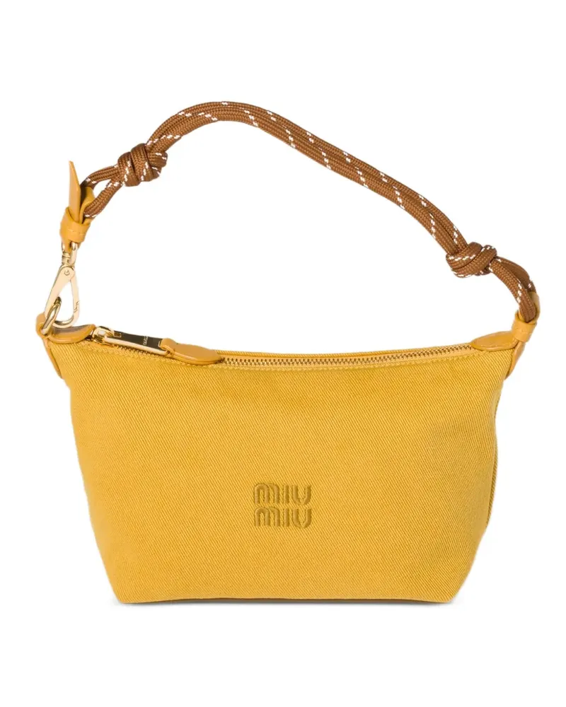 Miu Miu logo-embroidered gabardine tote bag - Gelb Gelb