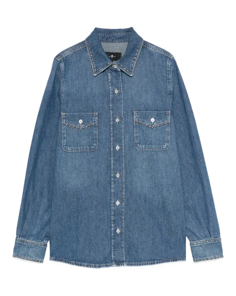 7 for all mankind studded denim shirt - Blau Blau