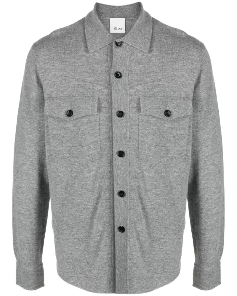 ALLUDE Cardigan mit spitzem Kragen - Grau Grau