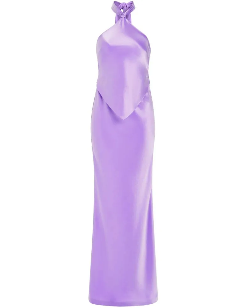 Retrofête Maxikleid mit Neckholder Violett