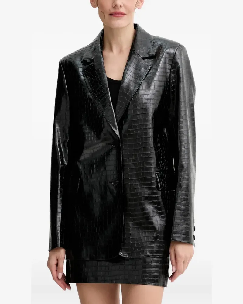 Isabelle Blanche Geknöpfter Blazer mit Kroko-Prägung - Schwarz Schwarz