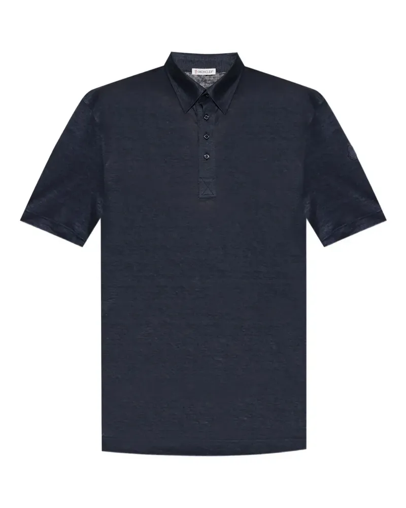 Moncler Poloshirt aus Leinen - Blau Blau
