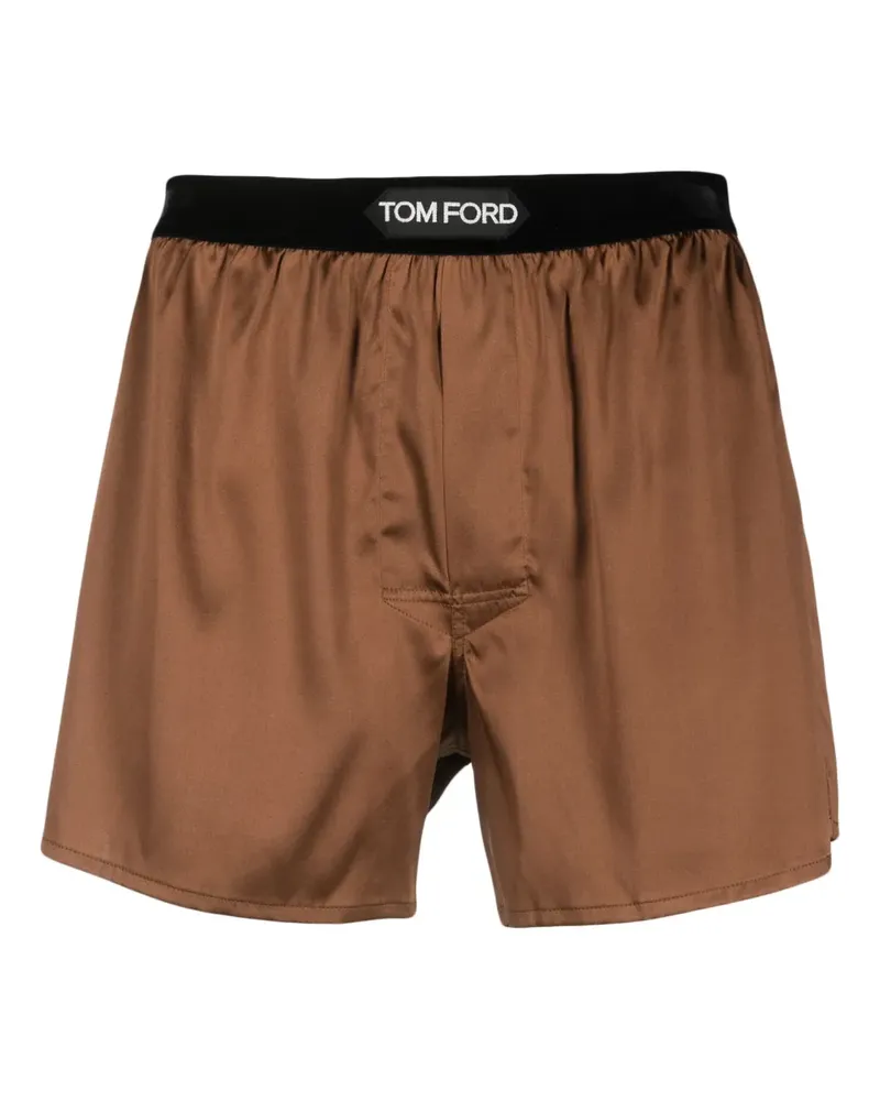 Tom Ford Boxershorts aus Seide mit Logo - Braun Braun