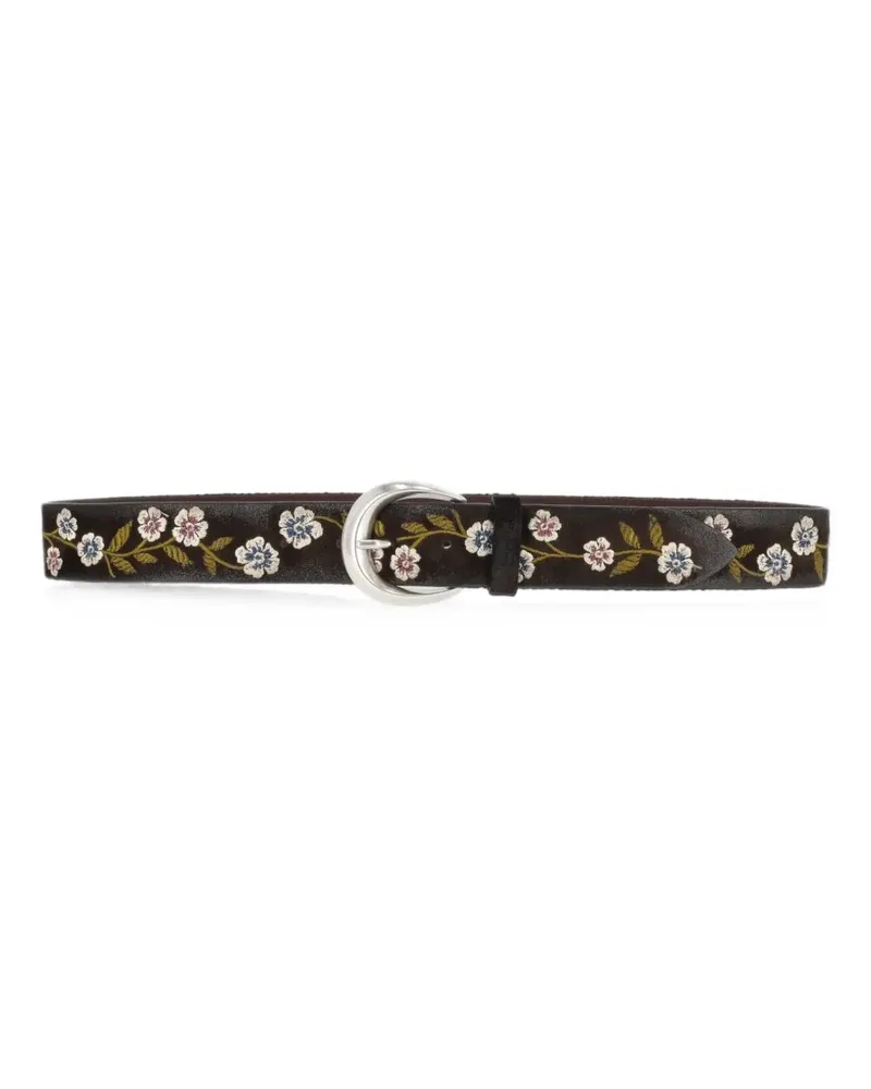 Orciani floral-embroidered leather belt - Braun Braun