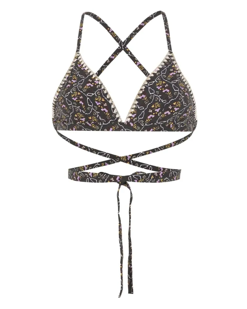 Isabel Marant Bikinioberteil mit Blumen-Print Schwarz